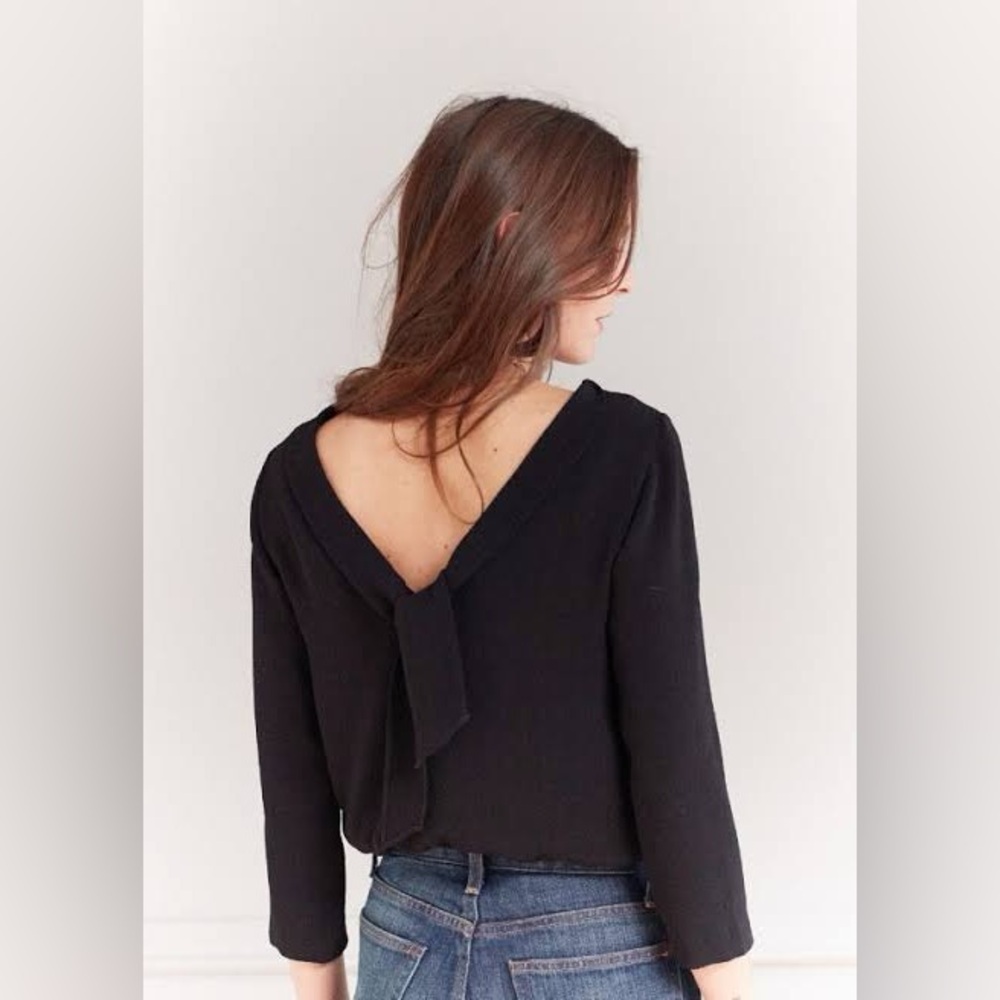 Sezane Black Long Sleeve Textured Blouse - Picture 2 of 11